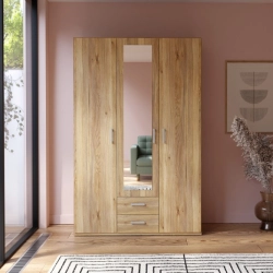 Szafa z lustrem i szufladami 130 cm Dąb Mauvella